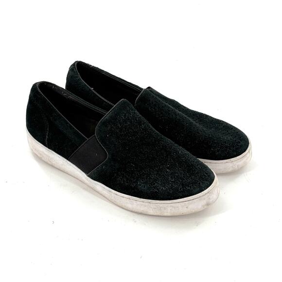 Vionic Kani Sneakers 9 Black Suede Flats Comfort Travel Laser Cut Perforated - Picture 7 of 9